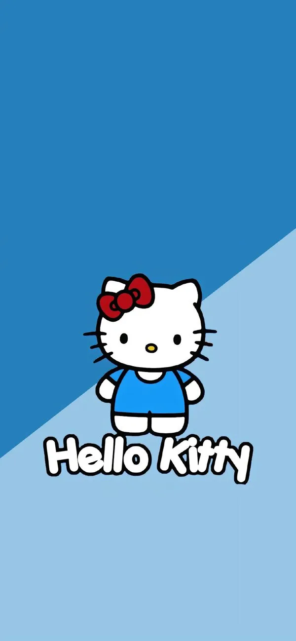 Hình nền điện thoại Hello Kitty với nền xanh biển 