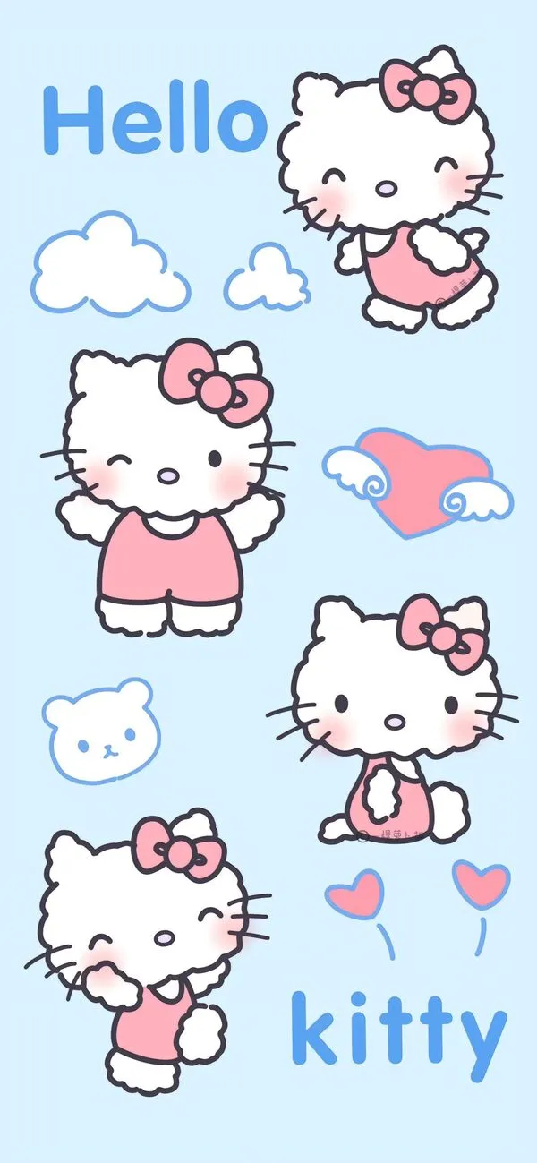 Hình nền điện thoại Hello Kitty với hình trái tim 