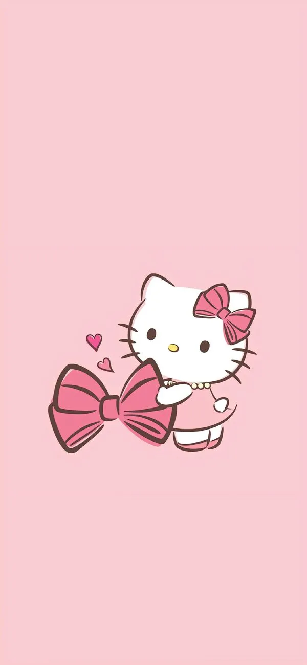 Hình nền điện thoại Hello Kitty cute cùng chiếc nơ 