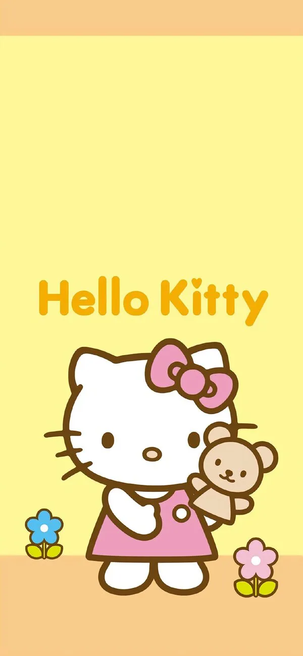 Hình nền điện thoại Hello Kitty nền vàng 