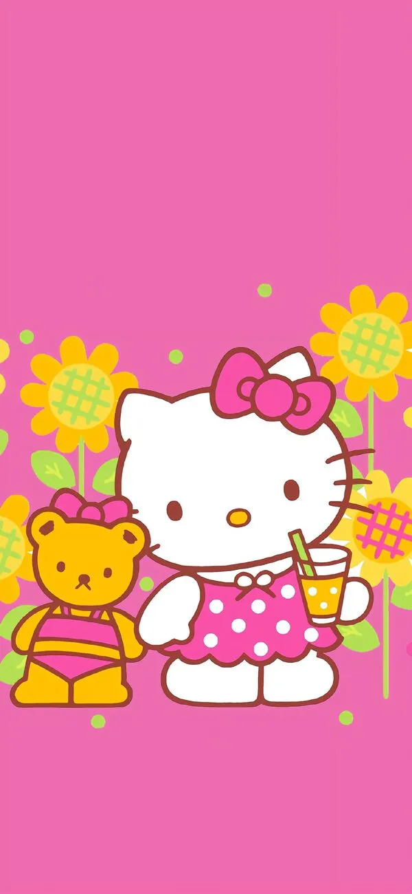 Hình nền điện thoại Hello Kitty cùng các bạn gấu