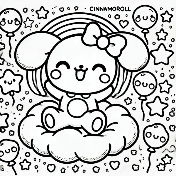 tranh tô màu cinnamoroll cười tươi 