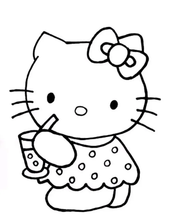 tranh tô màu hello kitty cute 