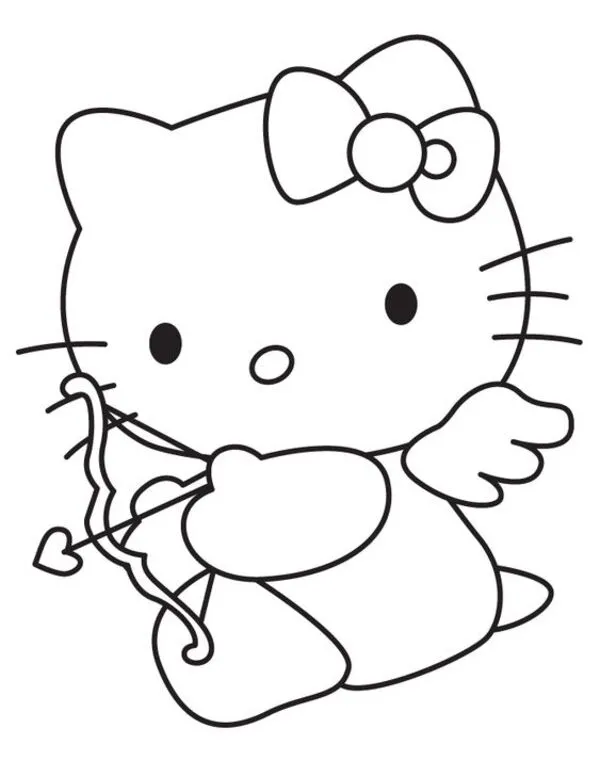 tranh tô màu hello kitty bắn cung tên 