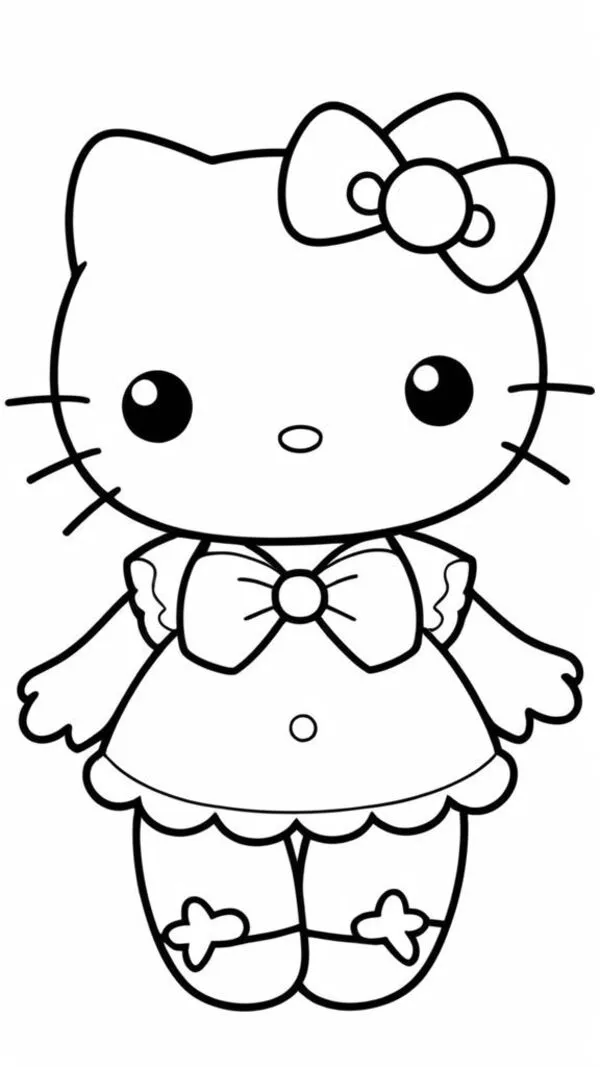 tranh tô màu hello kitty cute dễ thương