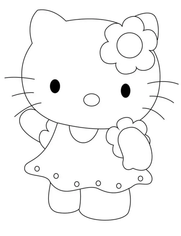 tranh tô màu hello kitty xinh 