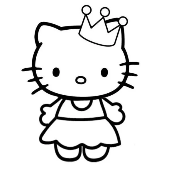 tranh tô màu hello kitty đội vương miệng 