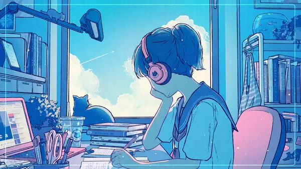 ảnh chill lofi học bài 
 