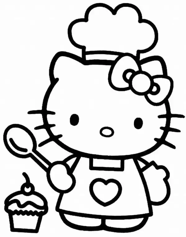 tranh tô màu bé gái hello kitty