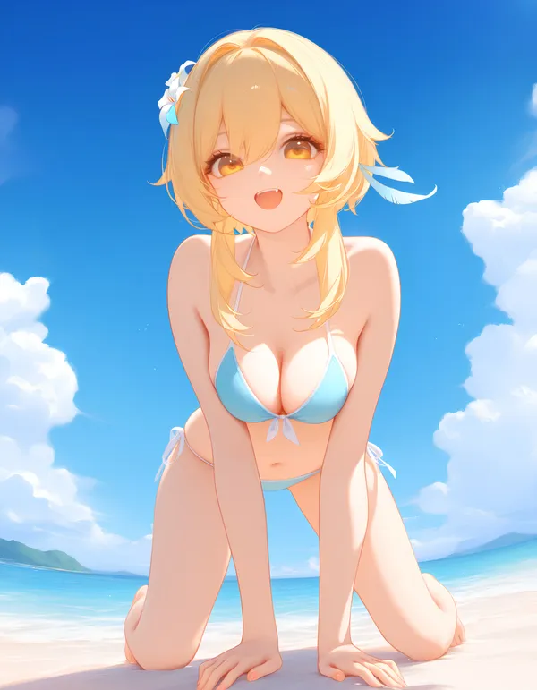 ảnh anime gái xinh mặc bikini tóc ngắn 