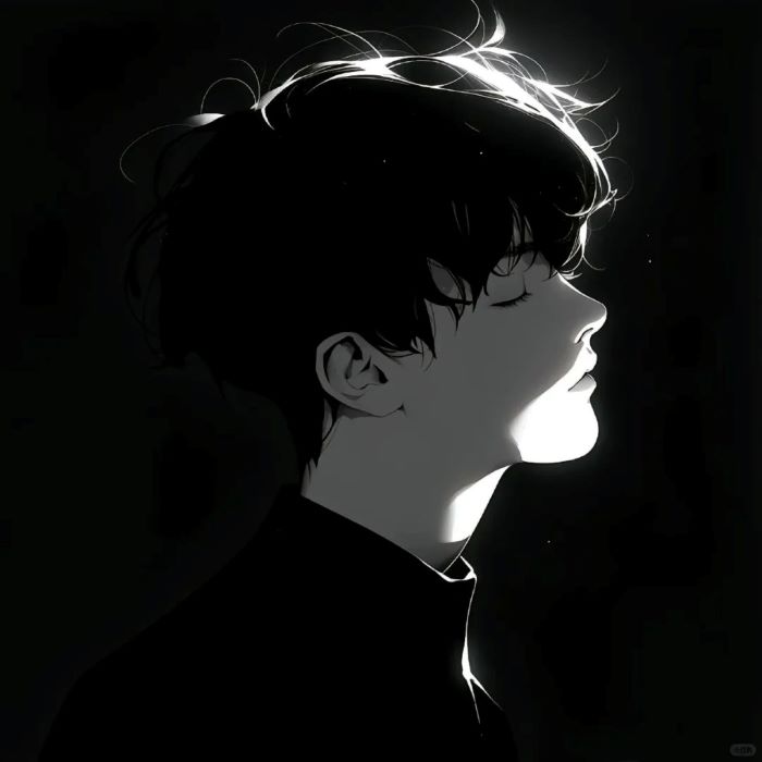 Ảnh anime cô đơn màu đen 
