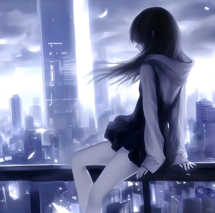 Ảnh anime cô đơn cô gái 

