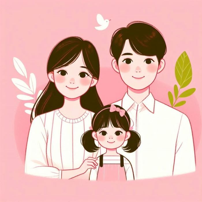 hình ảnh gia đình hạnh phúc 3 người 