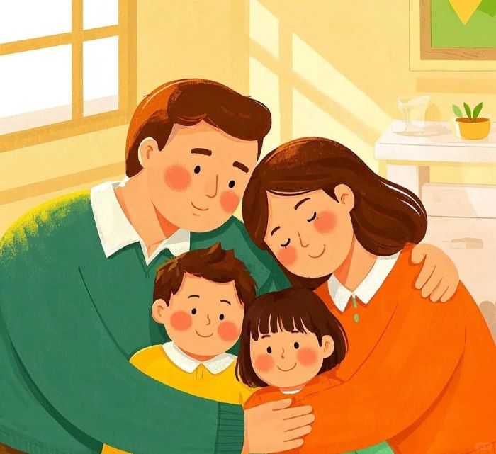 hình ảnh gia đình hạnh phúc ôm nhau 