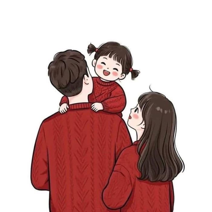 hình ảnh gia đình hạnh phúc anime 