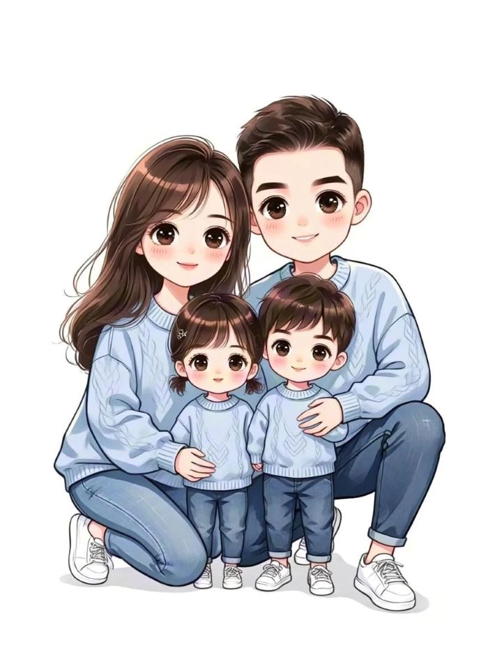 hình ảnh gia đình hạnh phúc chibi 