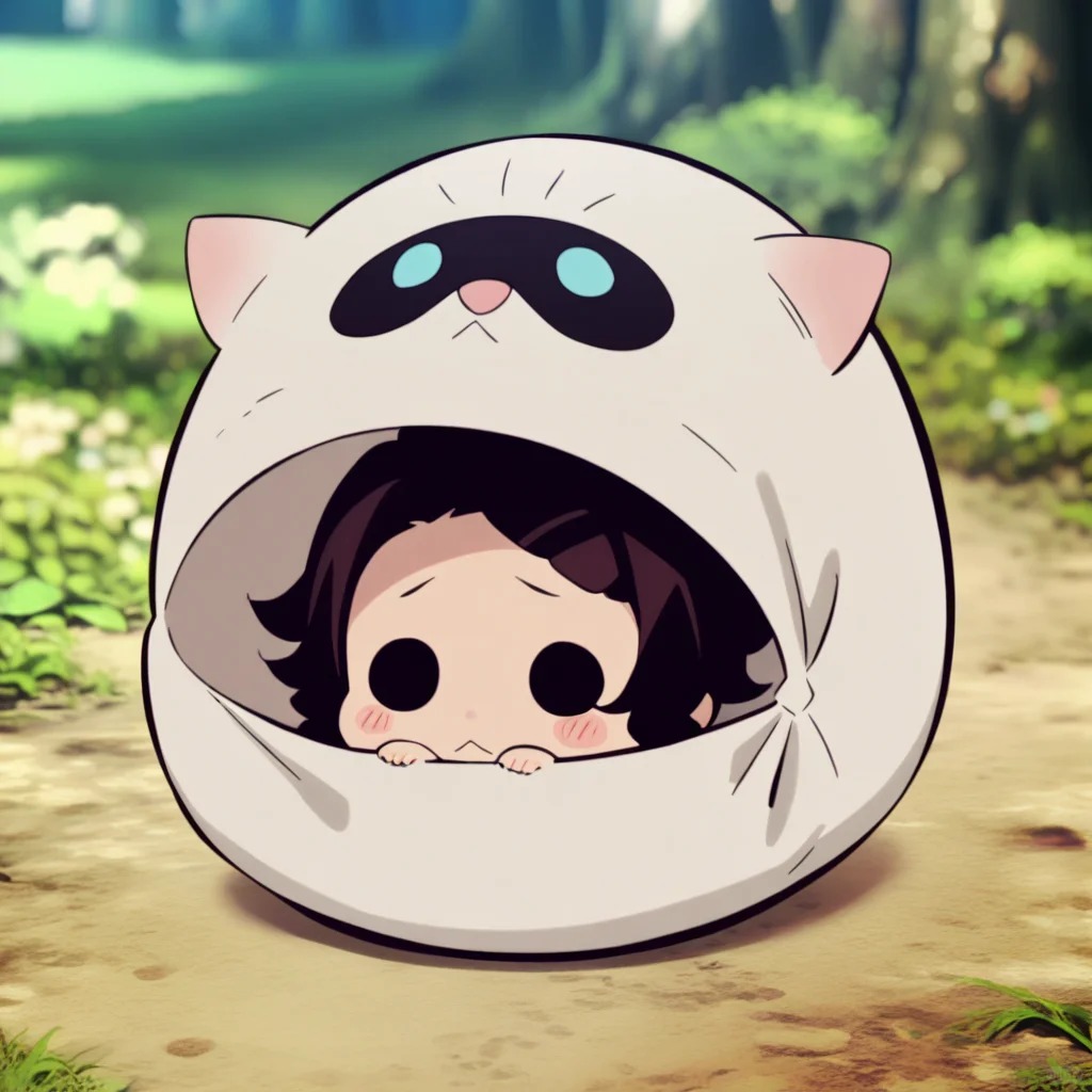 Tanjiro Chibi ánh mắt sợ hãi 