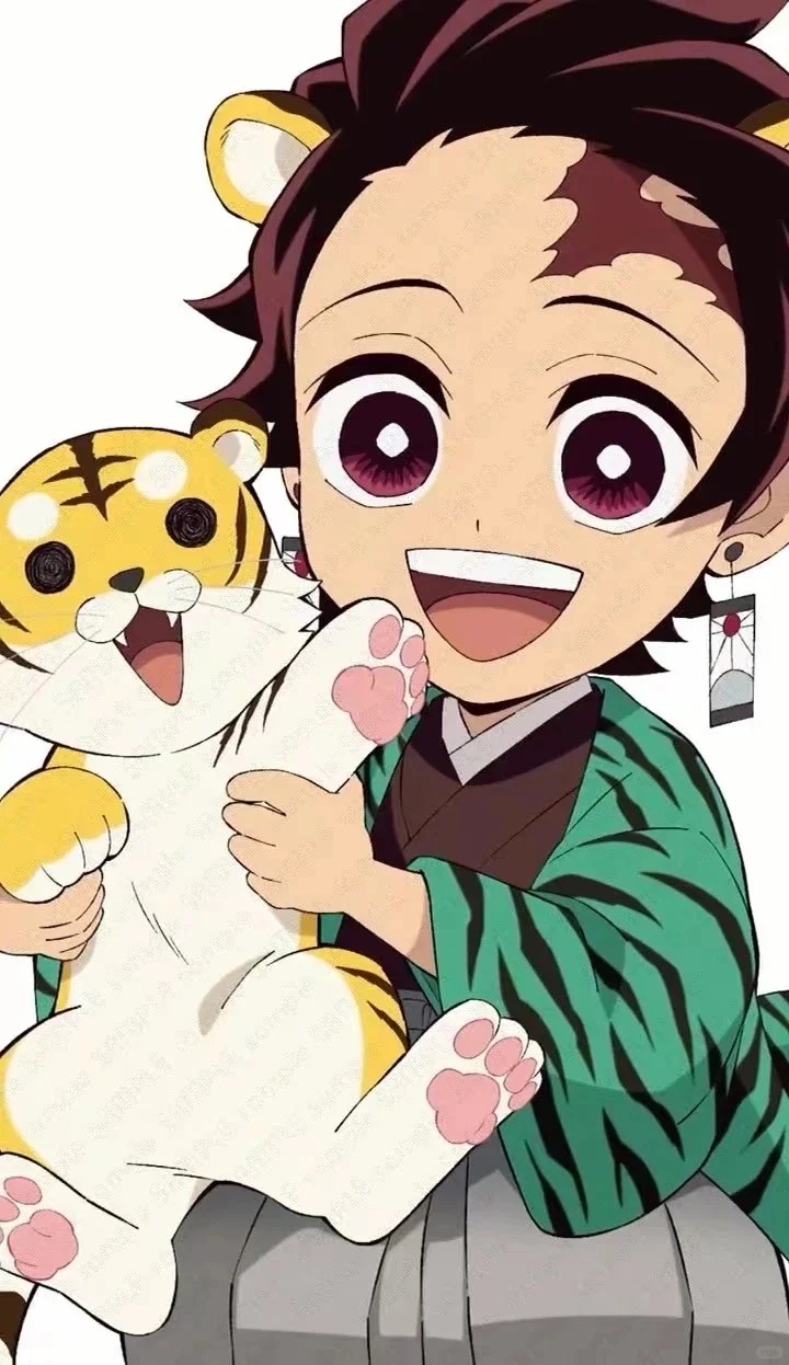 Tanjiro Chibi và chú hổ 