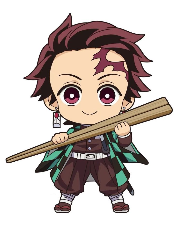 Tanjiro Chibi cầm kiếm cute