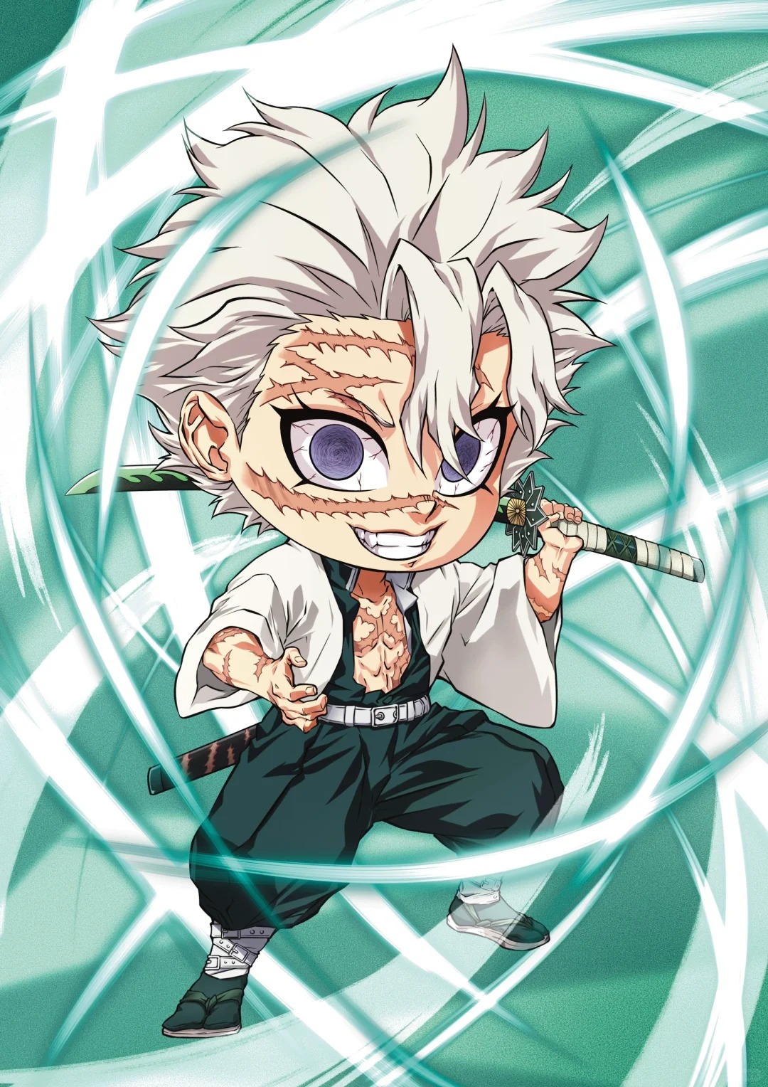 Tanjiro Chibi tóc trắng 