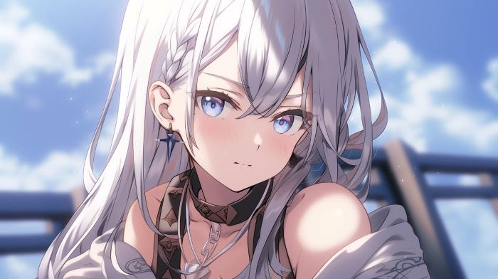 Gái anime tóc trắng 