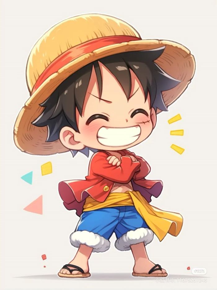 luffy chibi siêu cute đội mũ rơm truyền thống
