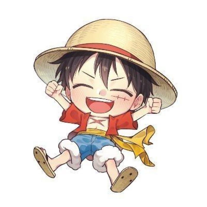 luffy chibi vui vẻ với đồng đội
