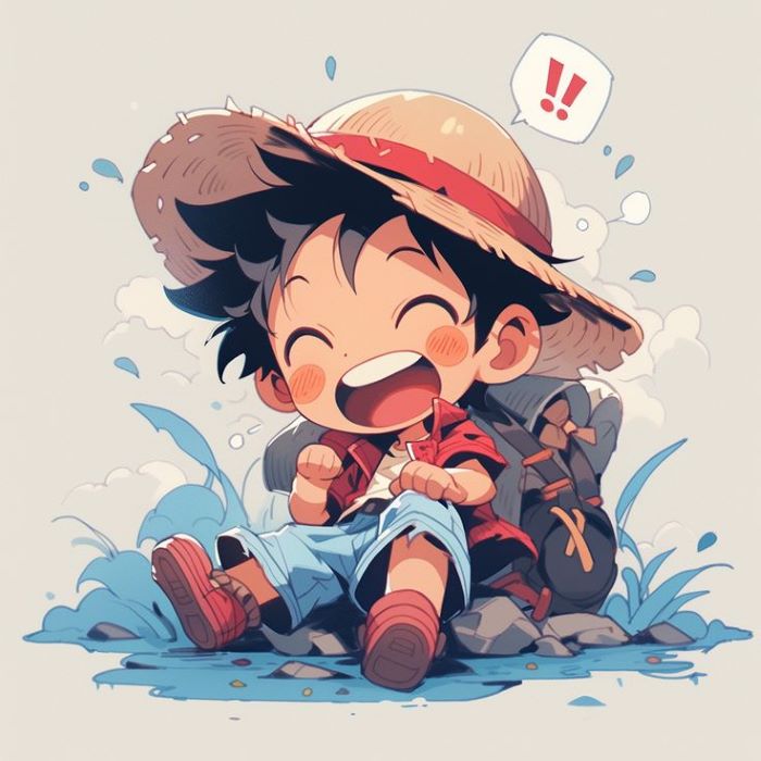ảnh luffy chibi trong khung cảnh vui nhộn
