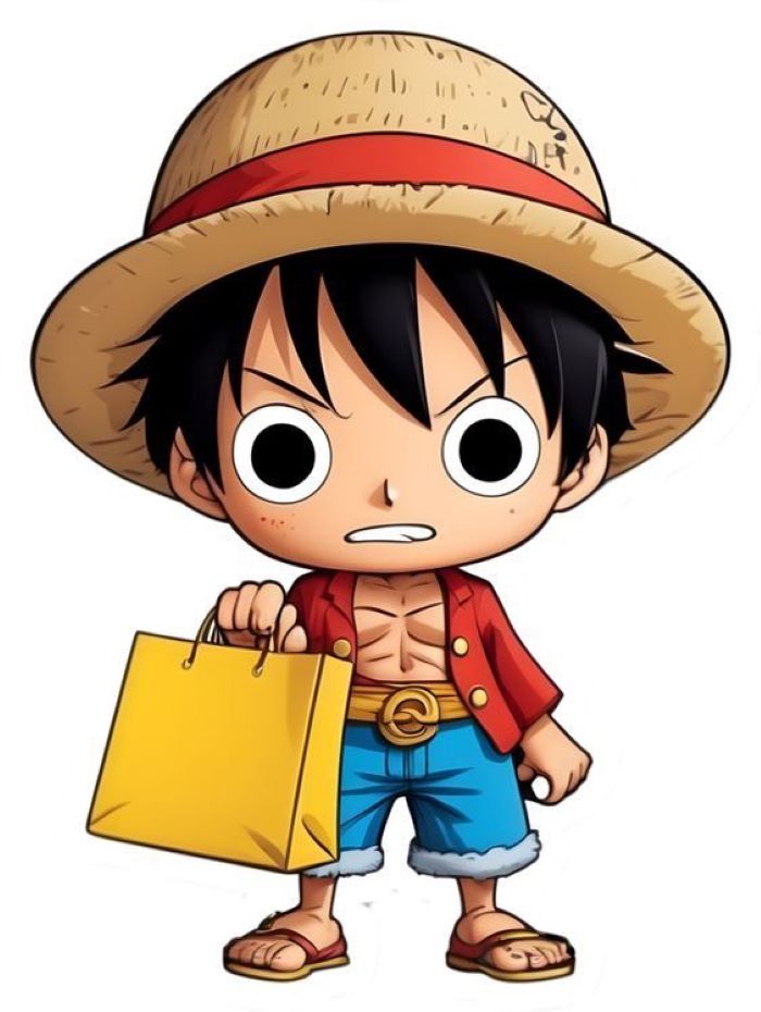 luffy chibi đáng yêu với biểu cảm lầy lội