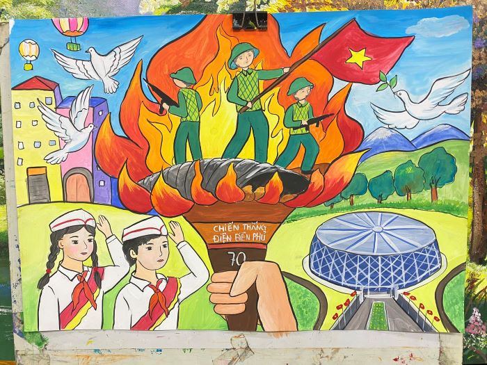 vẽ tranh chiến thắng điện biên phủ 19