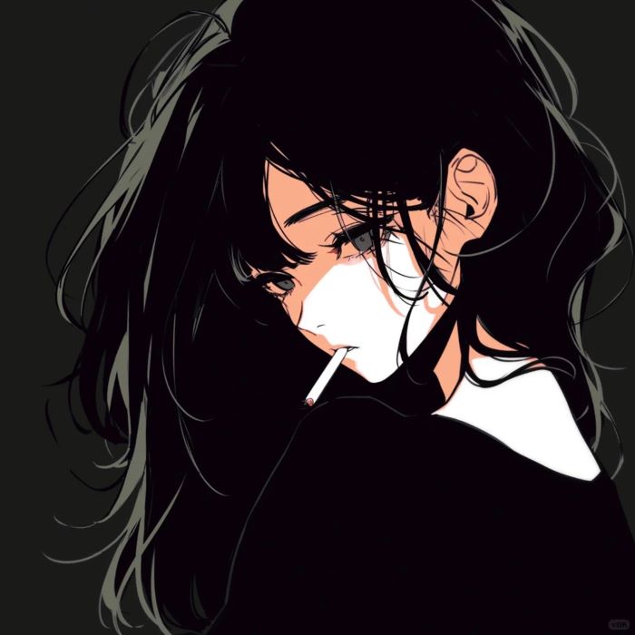 ảnh anime hút thuốc buồn
