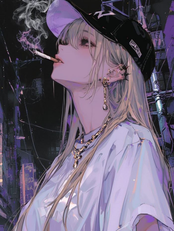ảnh anime tĩnh lặng hút thuốc

