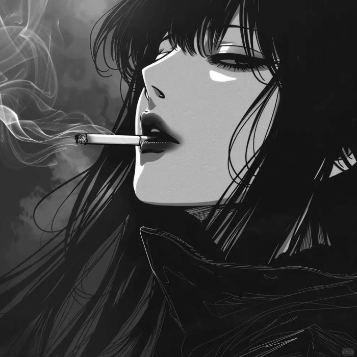 hân vật nữ anime hút thuốc
