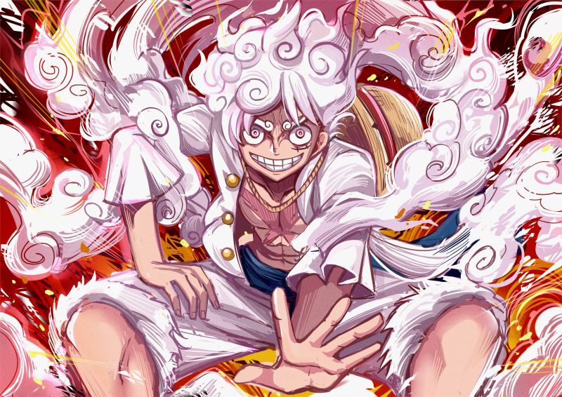 Luffy Gear 5 cười điên cuồng
