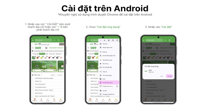 cài đặt app Ok9 android