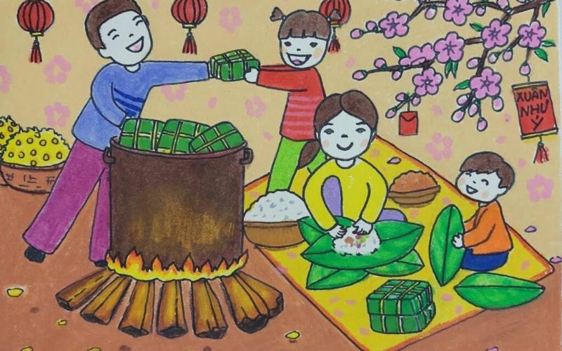 vẽ tranh ngày tết 14