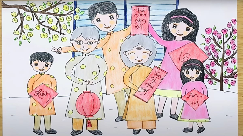 vẽ tranh ngày tết 16