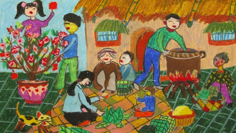 vẽ tranh ngày tết 20