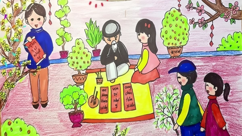 vẽ tranh ngày tết 22