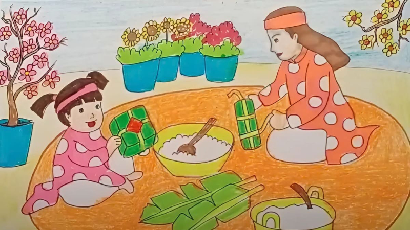 vẽ tranh ngày tết 25