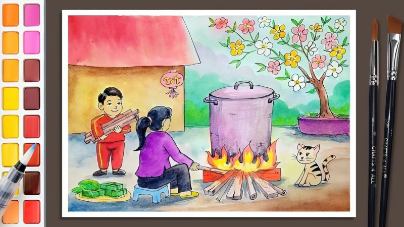 vẽ tranh ngày tết 27