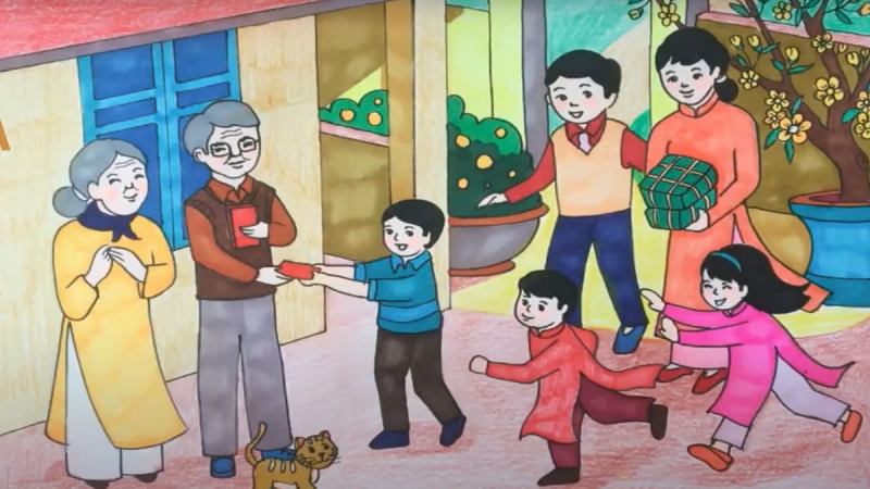 vẽ tranh ngày tết 30