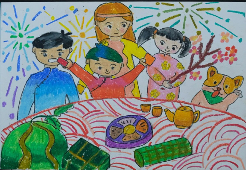 vẽ tranh ngày tết 6