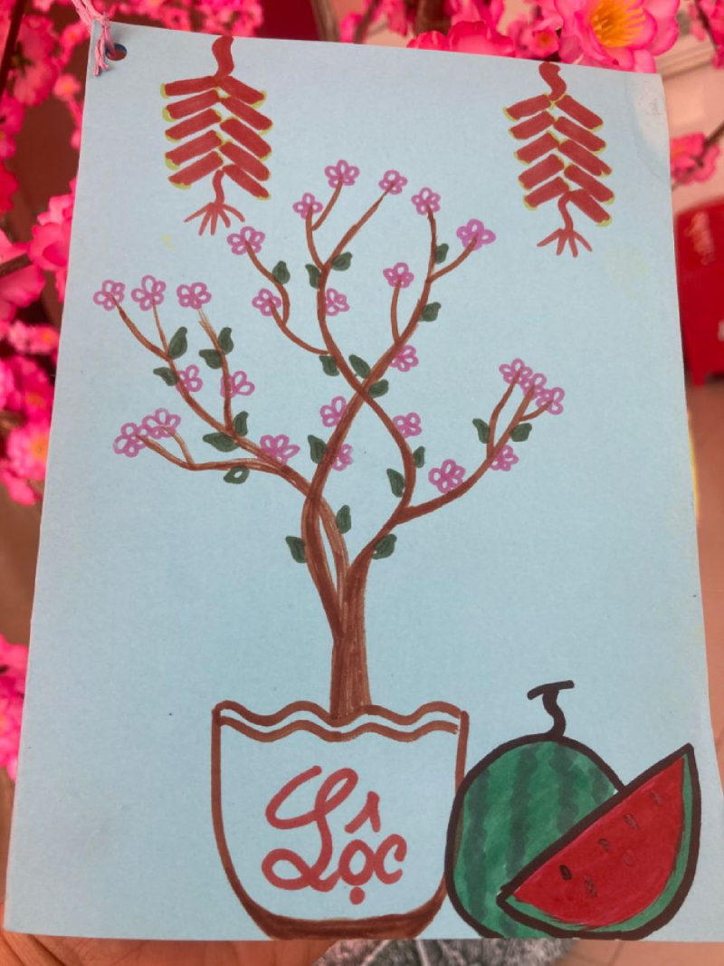 vẽ tranh ngày tết 8