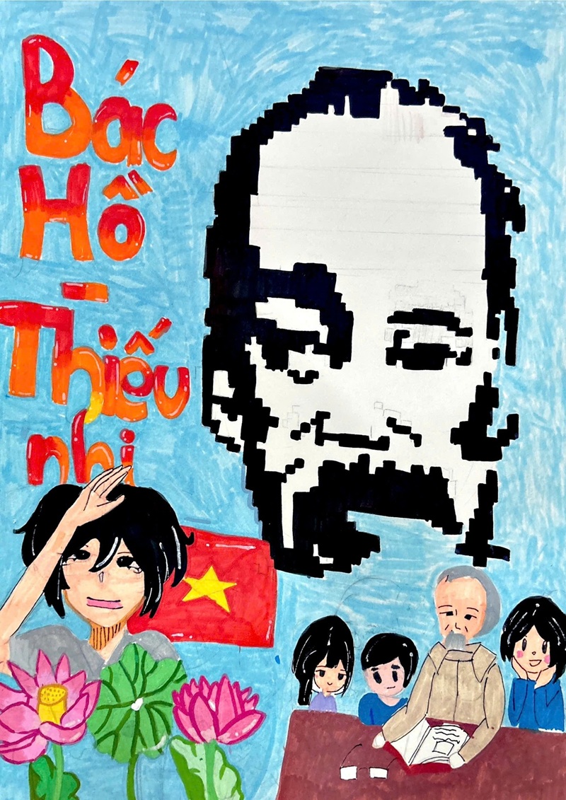 tranh vẽ bác hồ với thiếu nhi 1