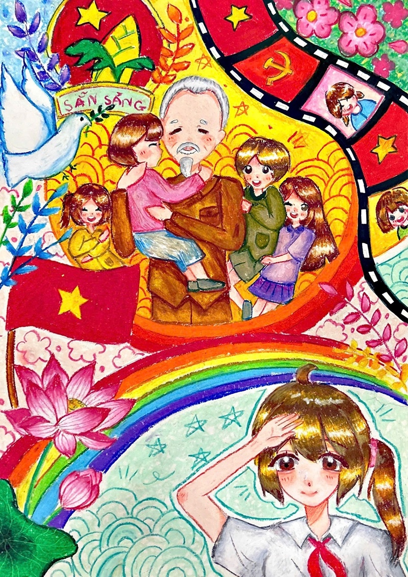 tranh vẽ bác hồ với thiếu nhi 10