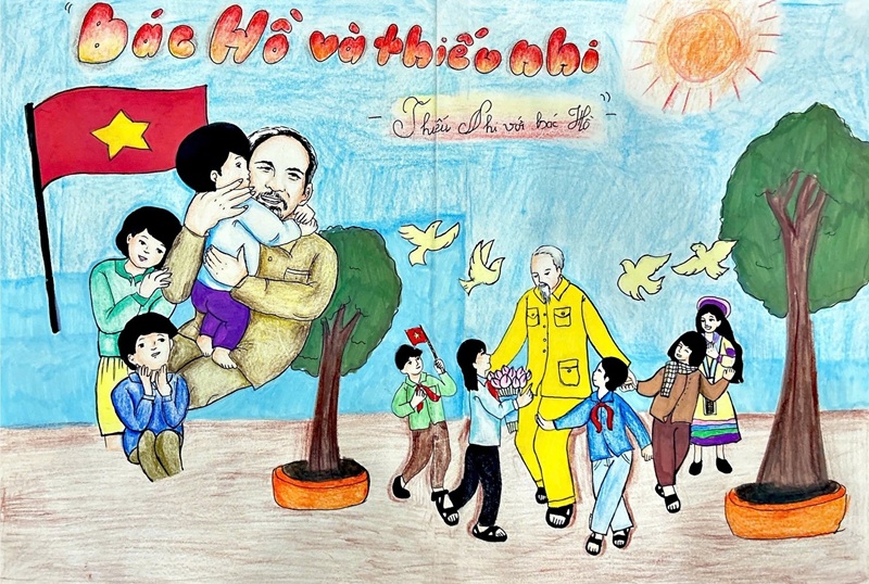 tranh vẽ bác hồ với thiếu nhi 14