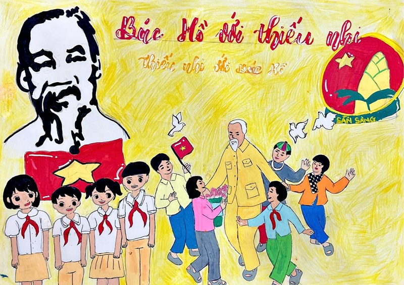 tranh vẽ bác hồ với thiếu nhi 16