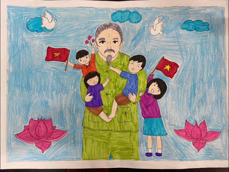 tranh vẽ bác hồ với thiếu nhi 20