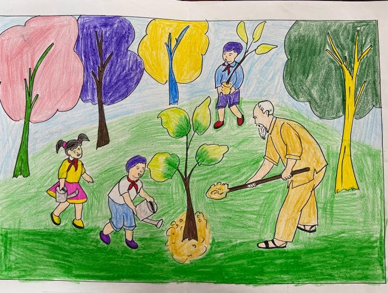 tranh vẽ bác hồ với thiếu nhi 24